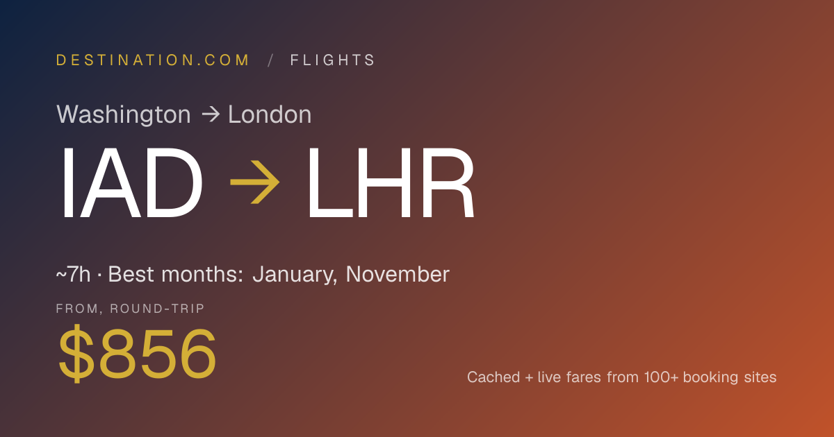 Washington to London flights — Compare fares on IAD → LHR - destination.com